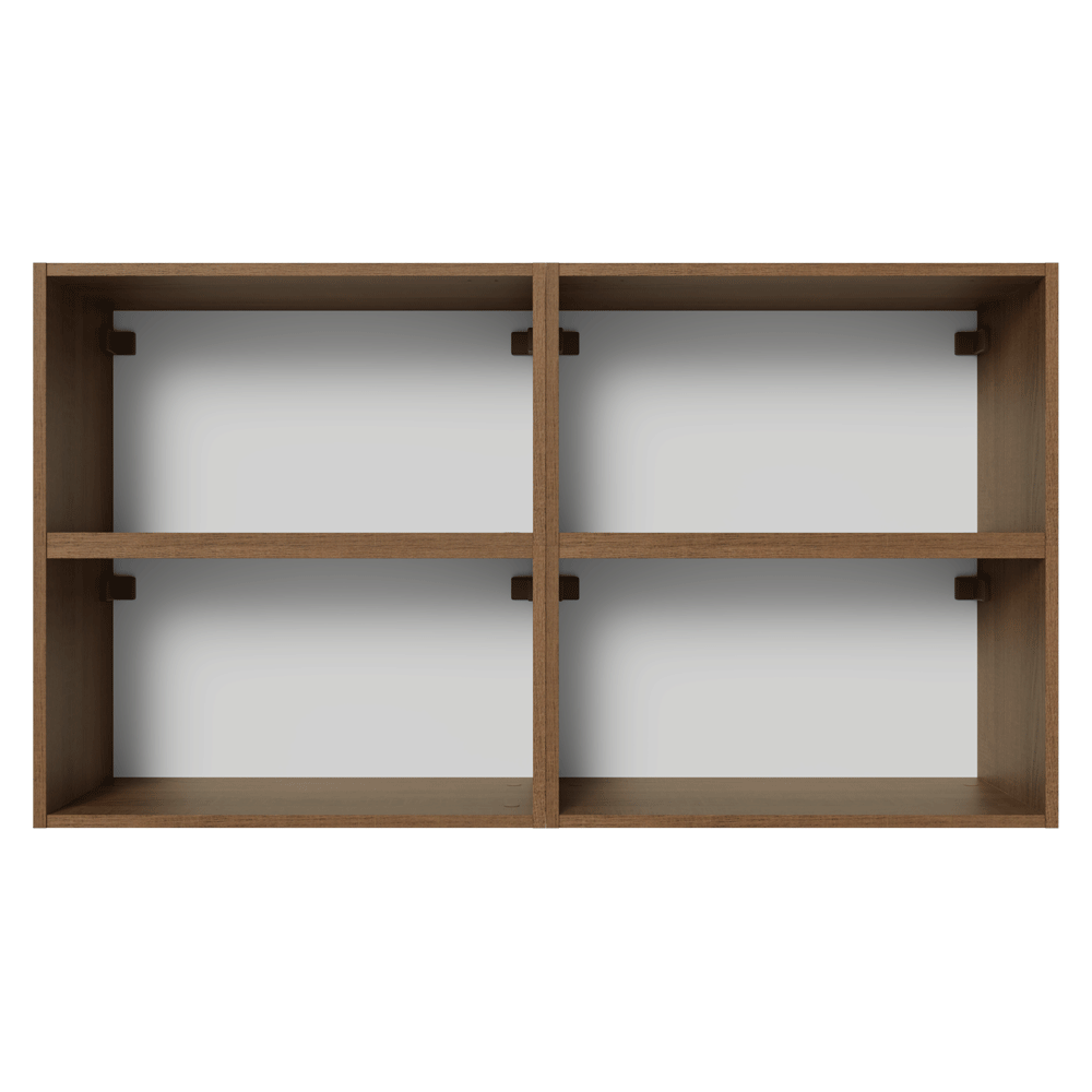 Kit 4 Alacenas 120 cm 4 Puertas con Vidrio Reflecta Bronce Marrón/Negro Vinilo Madesa