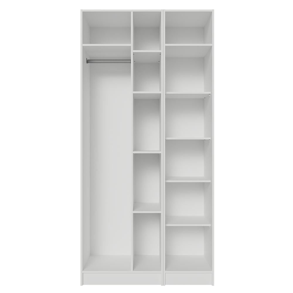 Placard Modular 105 cm 2 Puertas con Espejos y 5 Nichos Blanco Neo Madesa