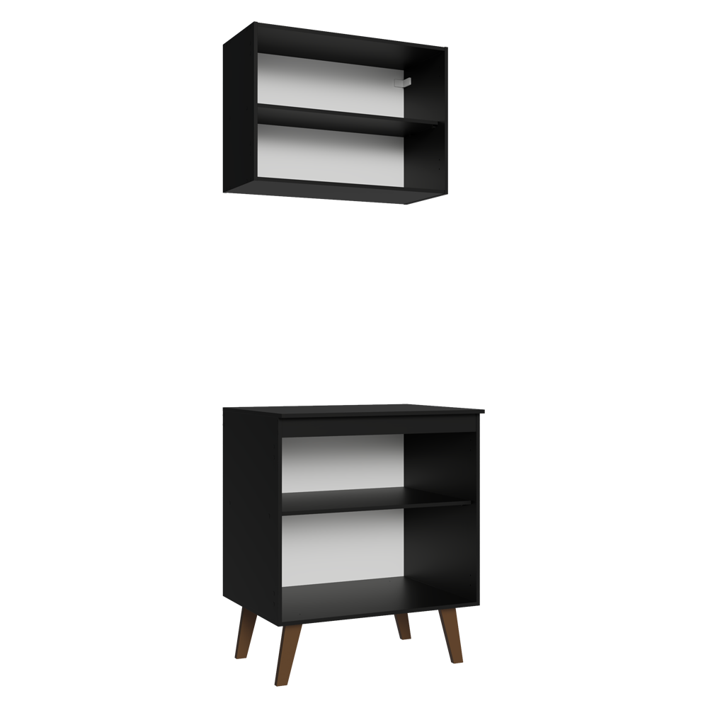Kit de Cocina con Alacena y Mueble Bajo 70 cm Negro Pieta Madesa