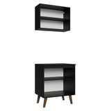 Kit de Cocina con Alacena y Mueble Bajo 70 cm Negro Pieta Madesa