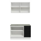 Kit con Bajo Mesada y Alacena Multiuso 120 cm Blanco/Negro Agata Madesa