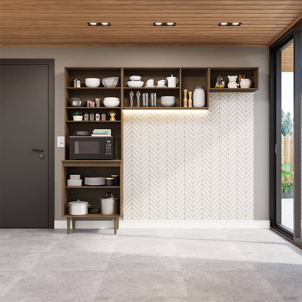 Cocina compacta 235cm Marrón/Crema Gourmet Madesa XB03