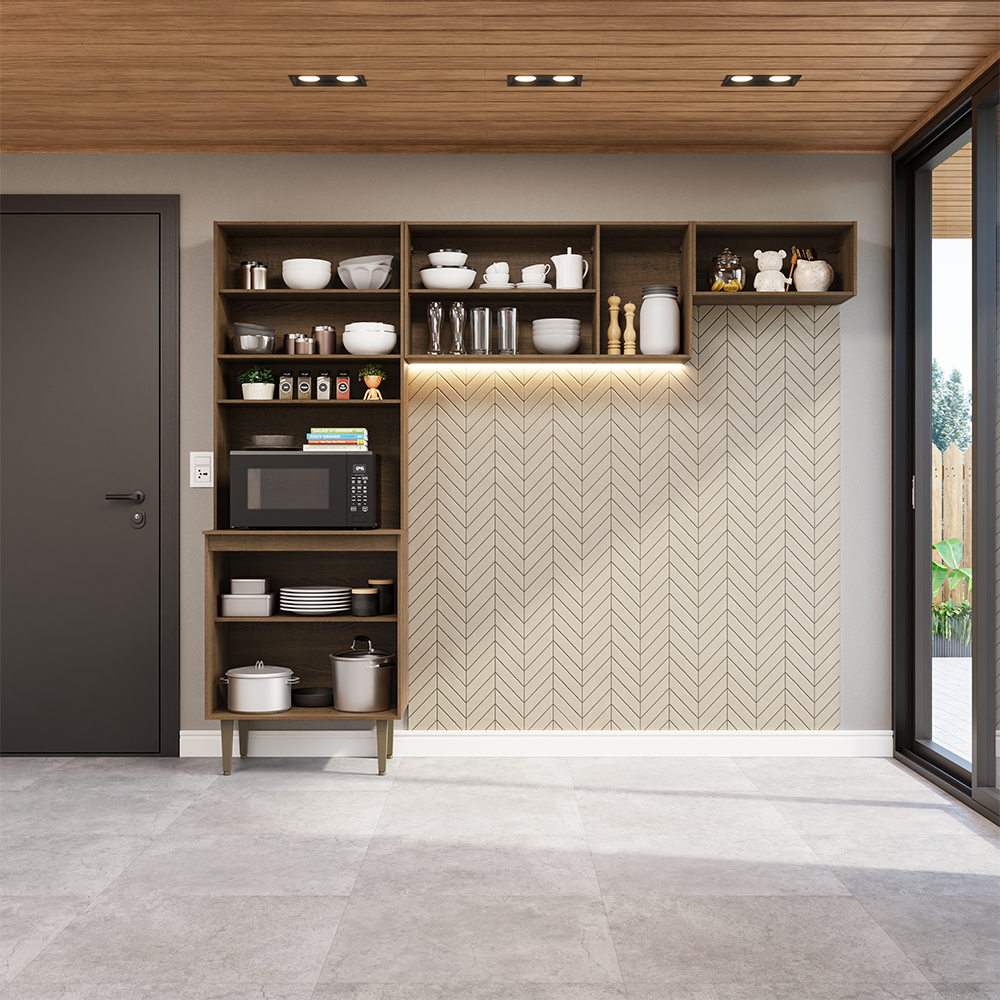 Cocina compacta 235cm Marrón/Negro Gourmet Madesa XB03