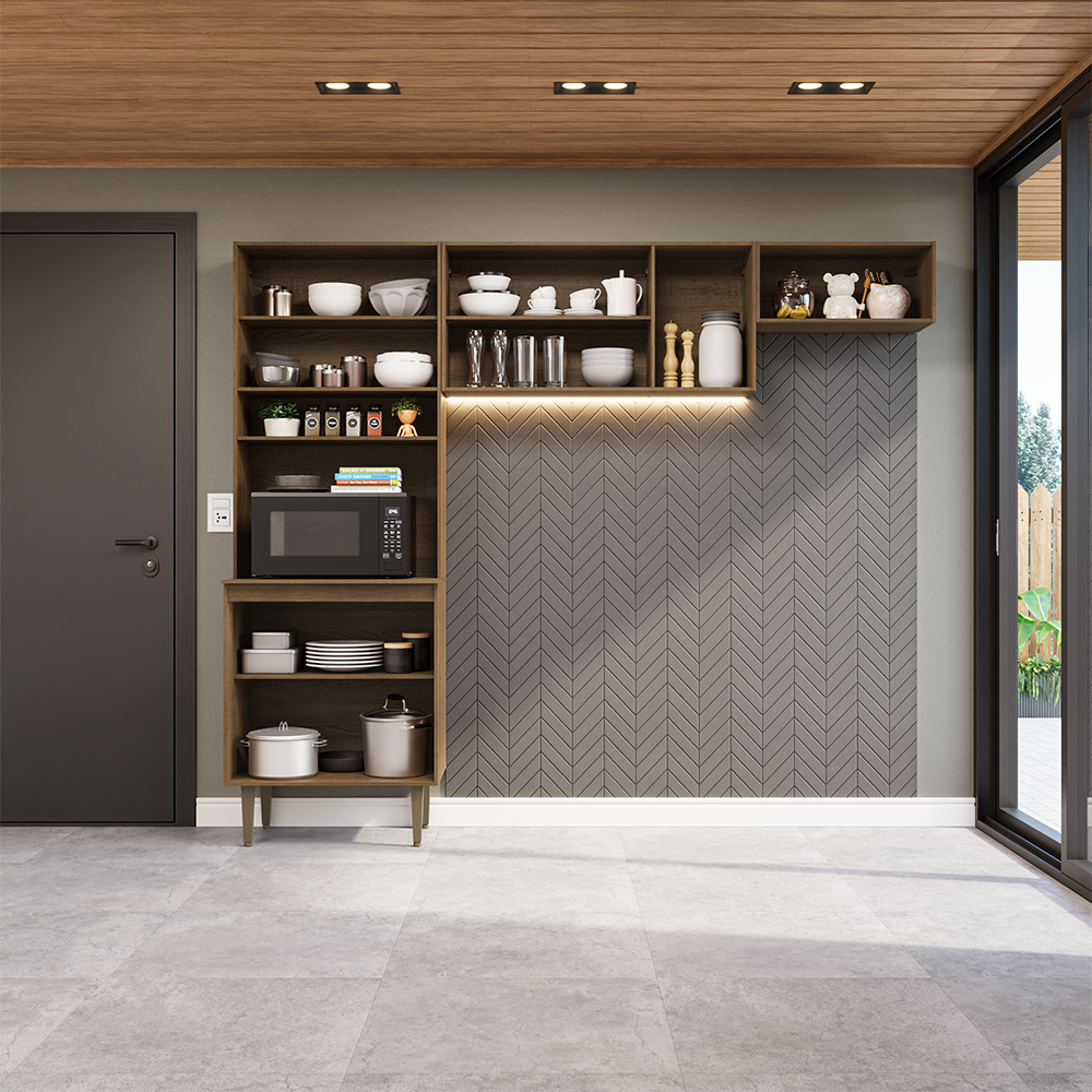 Cocina compacta 235cm Marrón Gourmet Madesa XB03