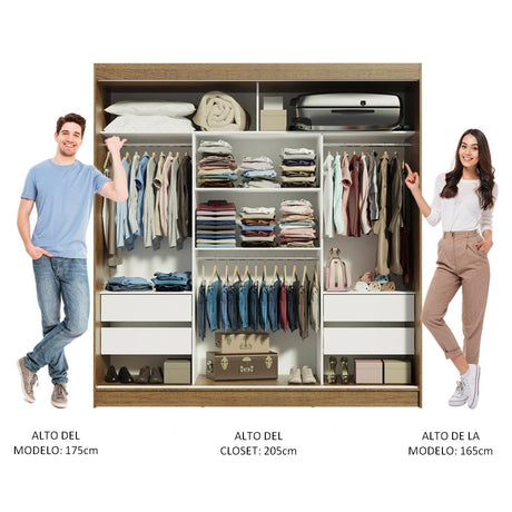 Ropero Doble Madesa Reno 3 Puertas Corredizas con Espejos - Marron