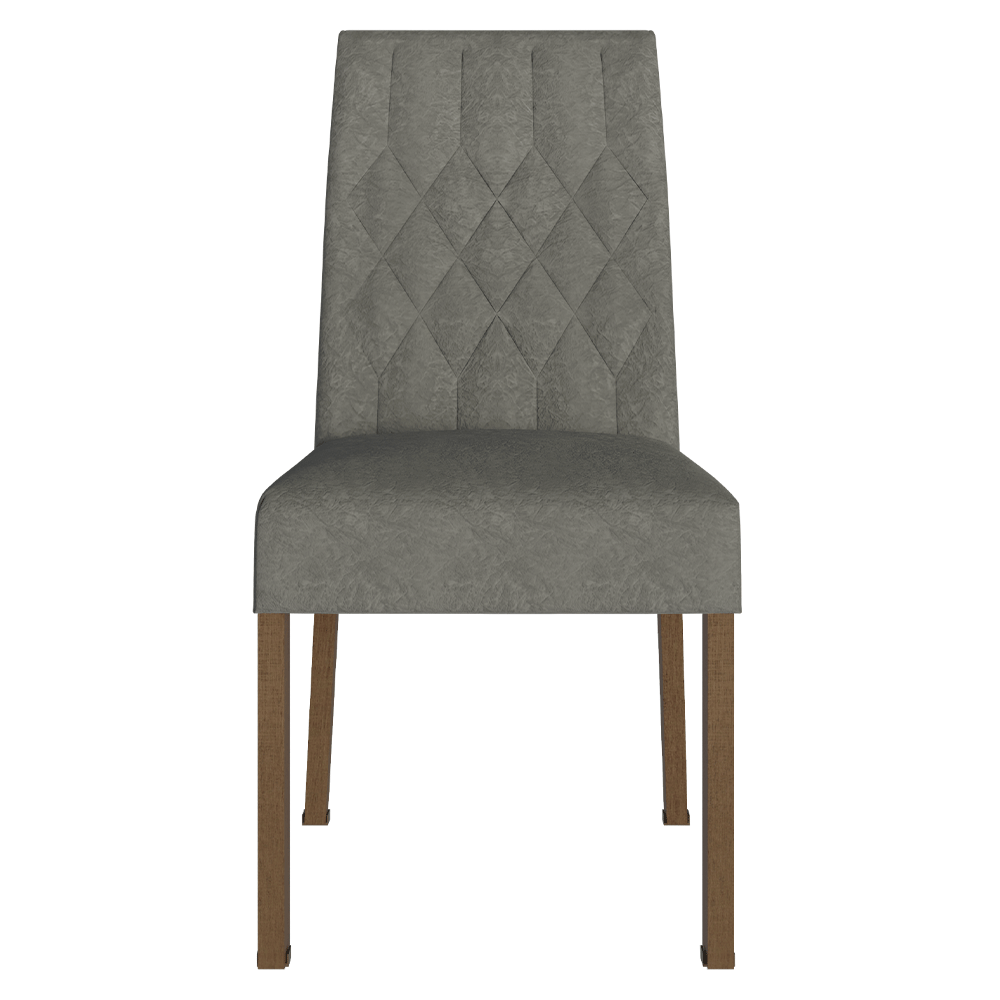 Juego de Comedor Tapa con Vidrio 6 Sillas Marrón/Gris/Silver Dinan Madesa