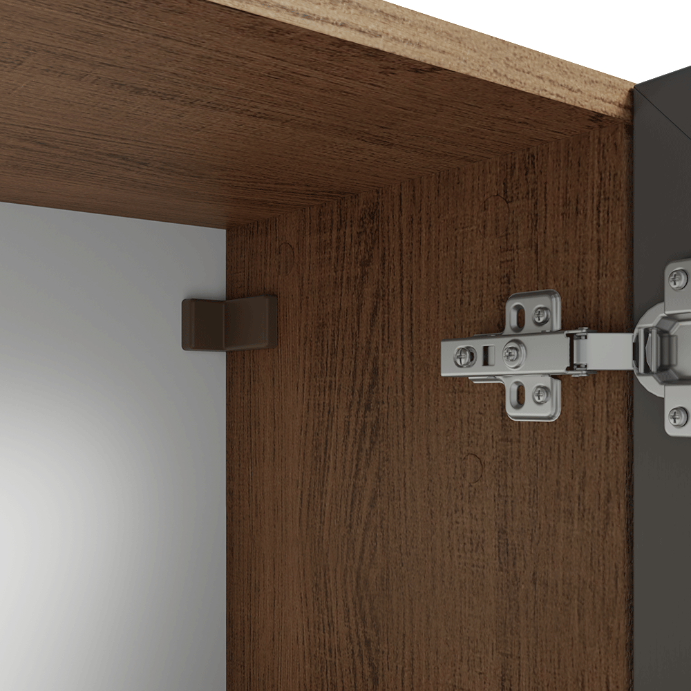 Cristalero 70 cm 2 Puertas de Vidrio Vik Marrón/Gris