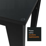 Conjunto Comedor Mesa Mesada de Vidro 6 Sillas Negro/Marrón Dora Madesa