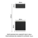 Kit con Bajo Mesada e Alacena Multiuso 80cm Blanco/Negro Agata Madesa