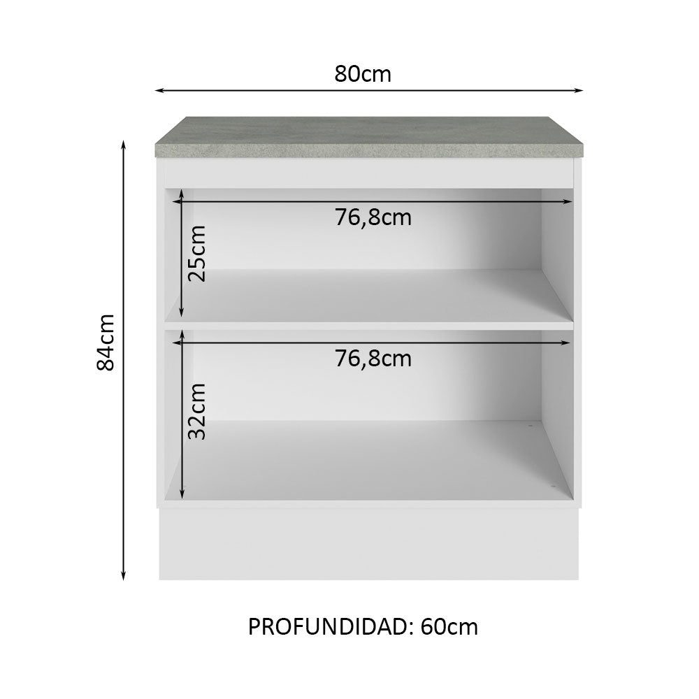 Bajo Mesada Multiuso 80cm 2 Puertas Blanco/Negro Agata Madesa