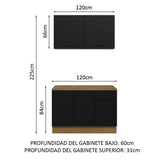 Kit con Bajo Mesada e Alacena Multiuso 120cm Marrón/Negro Agata Madesa