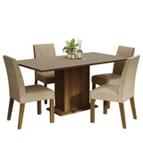 Juego de Comedor Mesa con Tablero de Madera 4 Sillas Marrón/Crema/Imperial Keila Madesa