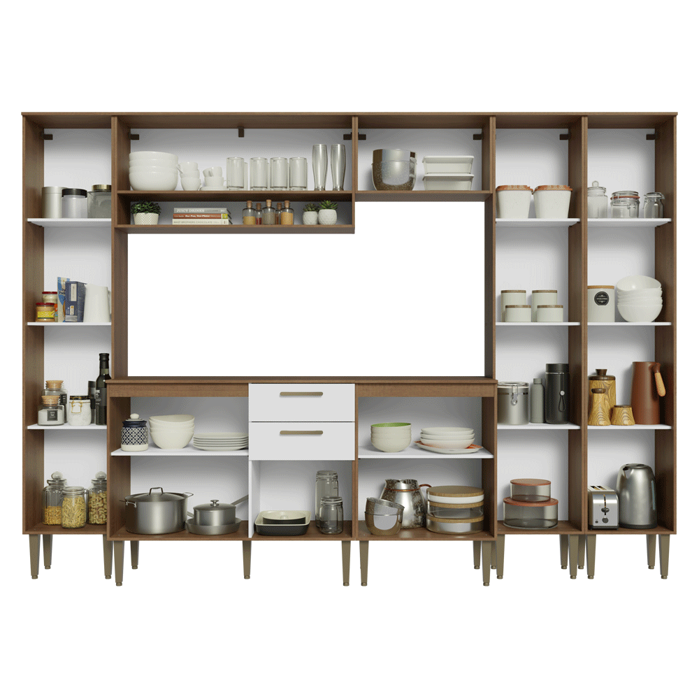 Combo completo de Cocina 285 cm Marrón/Blanco Lille Madesa 01