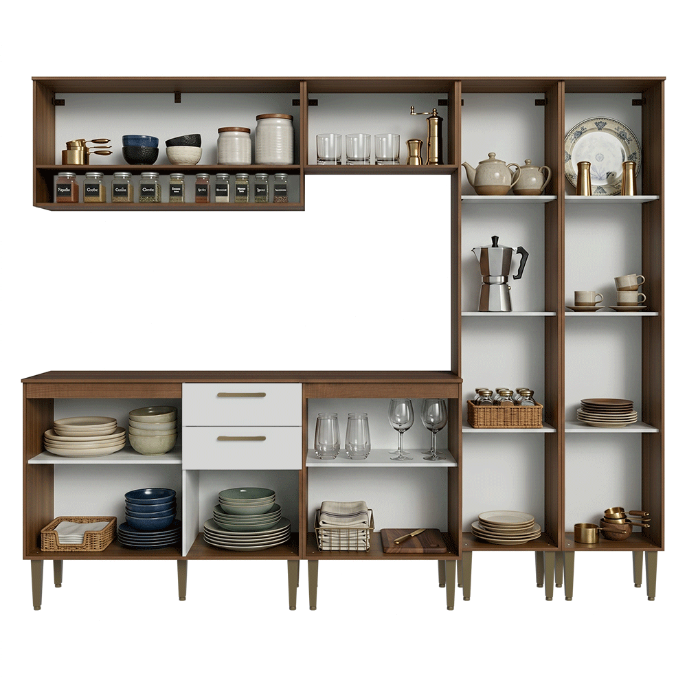 Combo completo de Cocina 245 cm Marrón/Blanco Lille Madesa 01
