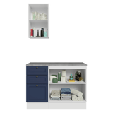 Vanitory 110cm 3 cajones 3 puertas Blanco/Azul Vik 01