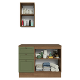 Vanitory 110cm 3 cajones 3 puertas Marrón/Verde Vik 01