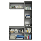 Kit Vanitory y Armarios Altos 120 cm 5 Puertas Gris Nice Madesa