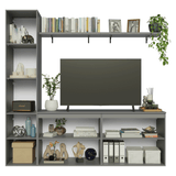 Rack para TV hasta 70 pulgadas flotante + repisa de 200cm, Gris Nice 01