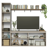 Rack para TV hasta 70 pulgadas flotante + repisa de 200 cm, Crema Nice 01