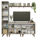 Rack para TV hasta 70 pulgadas + repisa 200cm Crema Nice 02