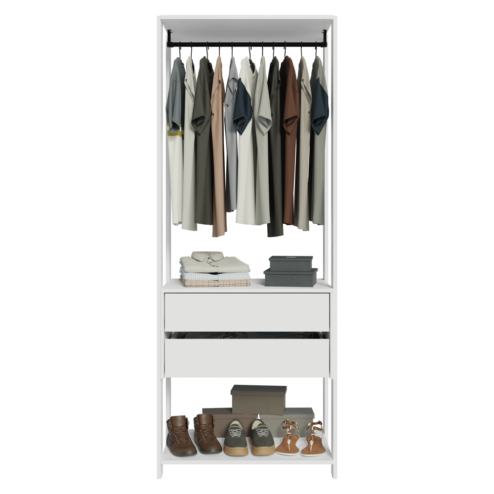 Placard Abierto Madesa Valencia 2 Cajones 0.70 m x 1.80 m Blanco