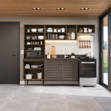 Cocina compacta 235cm Marrón/Crema Gourmet Madesa XA03