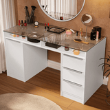 Escritorio Tocador 136cm 1 Puerta 3 Cajones Mesada Vidro Blanco Madesa