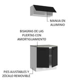 Kit con Bajo Mesada e Alacena Multiuso 80cm Blanco/Negro Agata Madesa