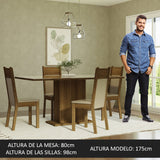 Juego de Comedor Mesa con Tablero de Vidrio 4 Sillas Crema/Marrón/Beige Greta Madesa