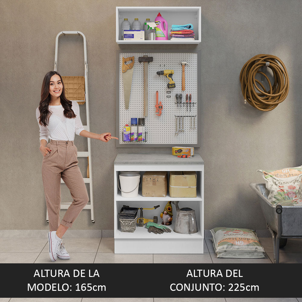 Kit con Bajo Mesada e Alacena Multiuso 80cm Blanco/Negro Agata Madesa