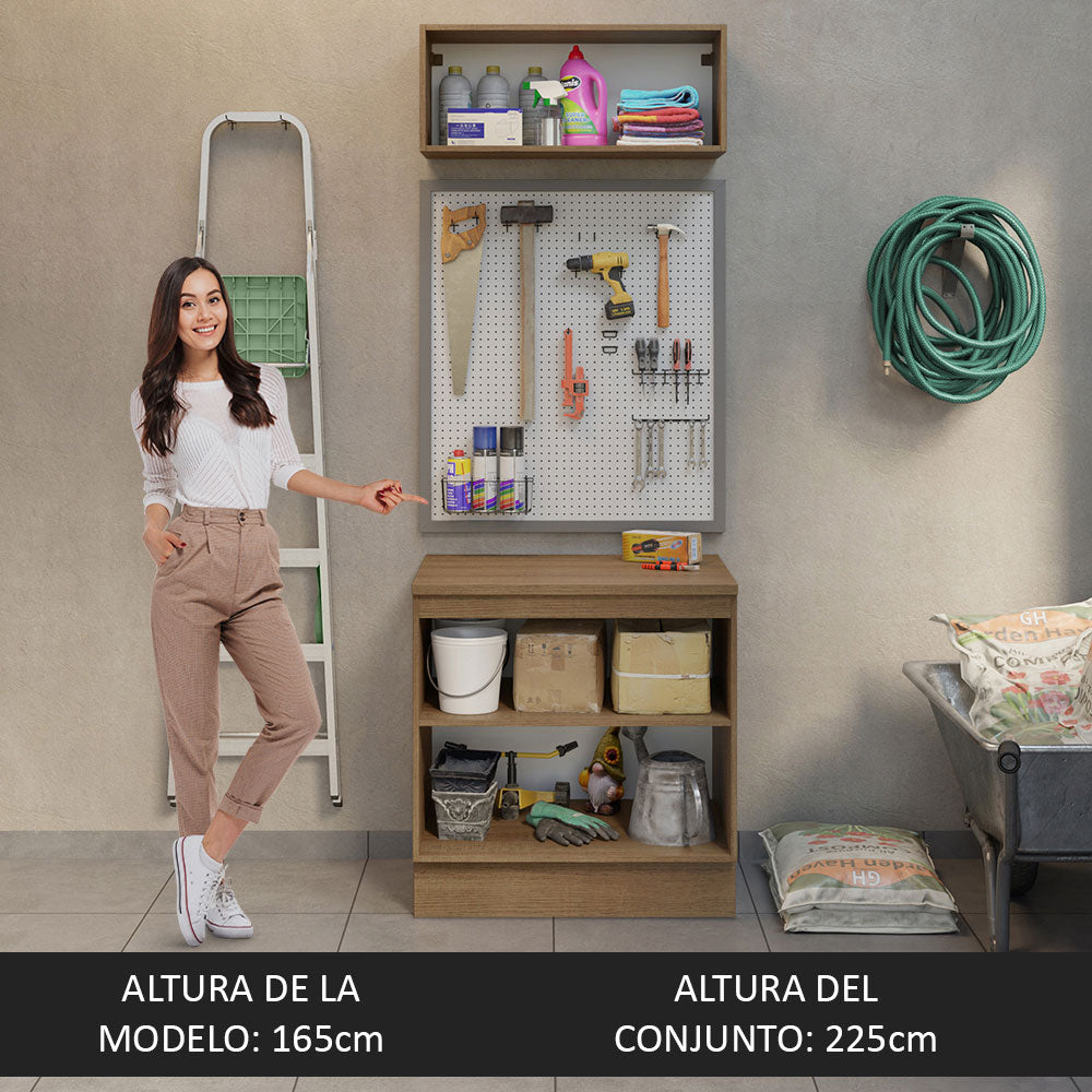 Kit con Bajo Mesada e Alacena Multiuso 80cm Marrón/Negro Agata Madesa