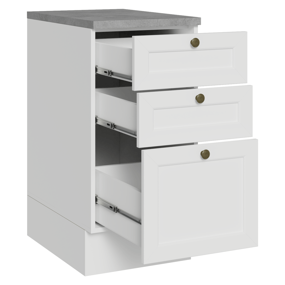 Bajo Mesada de Cocina 40 cm 3 Cajones Blanco Vik Madesa
