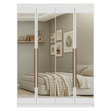Placard Individual 4 Puertas Batientes con Espejos Blanco/Blanco/Marrón Venus Madesa