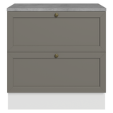 Bajo Mesada de Cocina 80 x 60 cm 2 Cajones (con Mesada) Blanco/Gris Vik Madesa