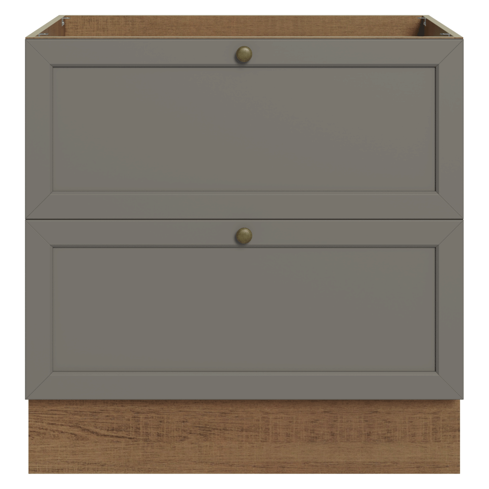 Bajo Mesada de Cocina 80 x 60 cm 2 Cajones (Sin Mesada) Marrón/Gris Vik Madesa