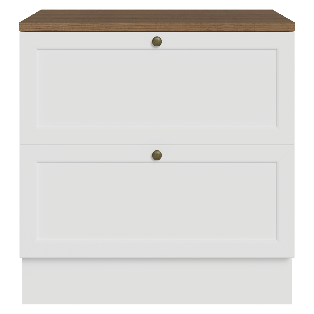 Bajo Mesada de Cocina 80 x 60 cm 2 Cajones (con Mesada) Blanco/Marrón Vik Madesa
