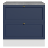 Bajo Mesada de Cocina 80 x 60 cm 2 Cajones (con Mesada) Blanco/Azul Vik Madesa
