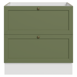 Bajo Mesada de Cocina 80 x 60 cm 2 Cajones (Sin Mesada) Blanco/Verde Vik Madesa