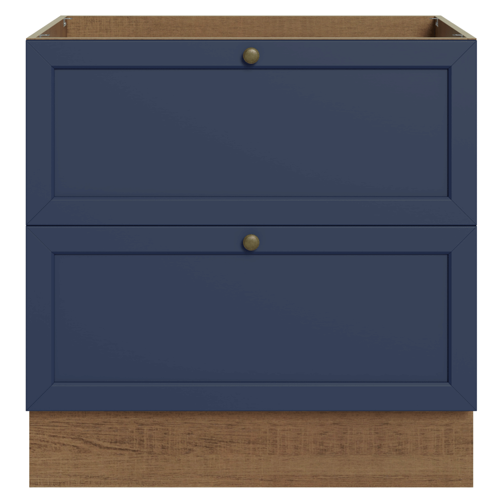 Bajo Mesada de Cocina 80 x 60 cm 2 Cajones (Sin Mesada) Marrón/Azul Vik Madesa