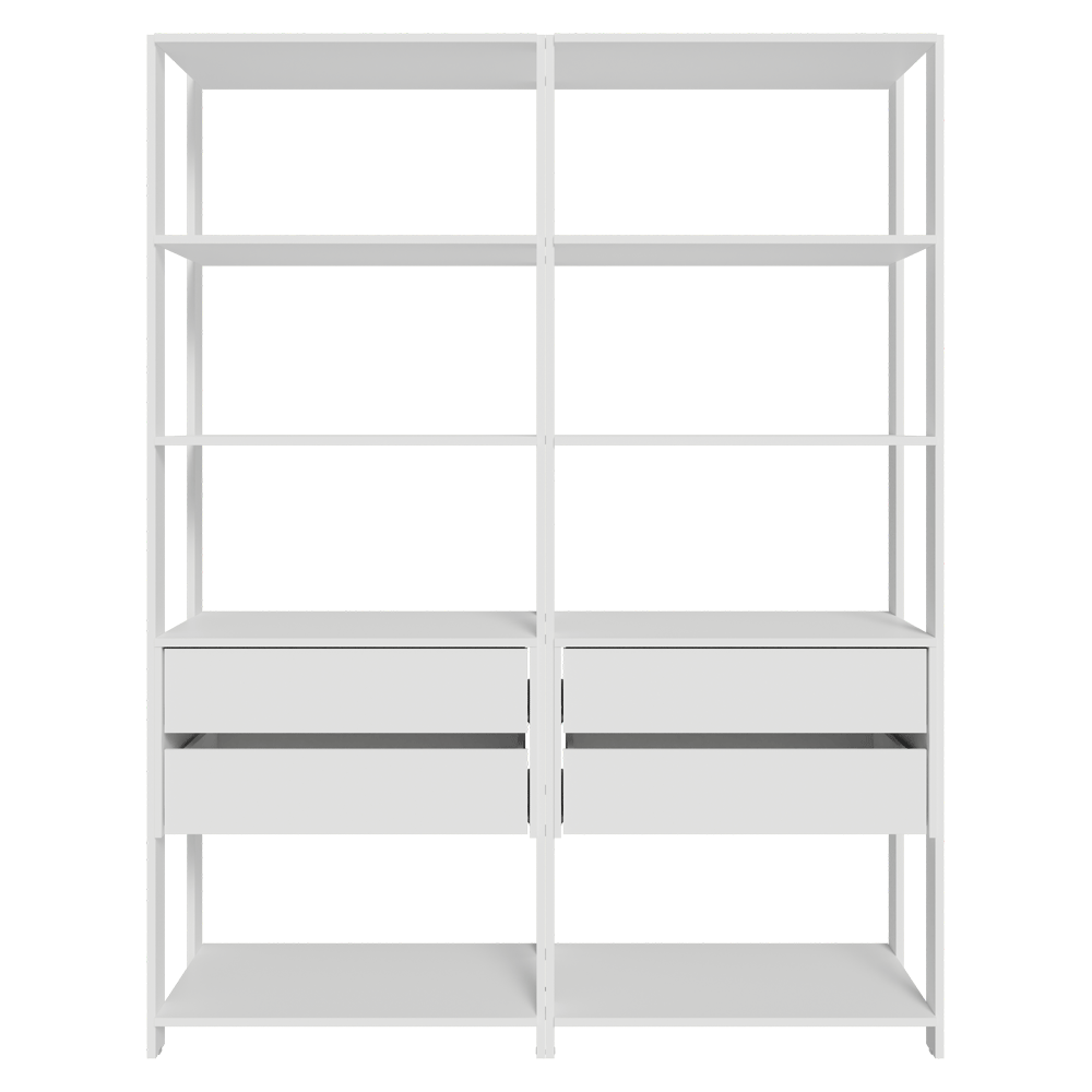 Estante Mueble Multiuso para Livros 4 Cajones 8 Repisas 140cm Blanco Madesa
