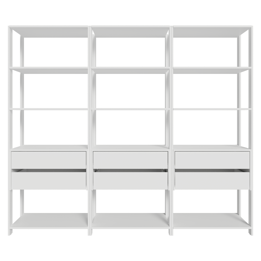 Estante Mueble Multiuso para Livros 6 Cajones 12 Repisas 210 cm Blanco Madesa