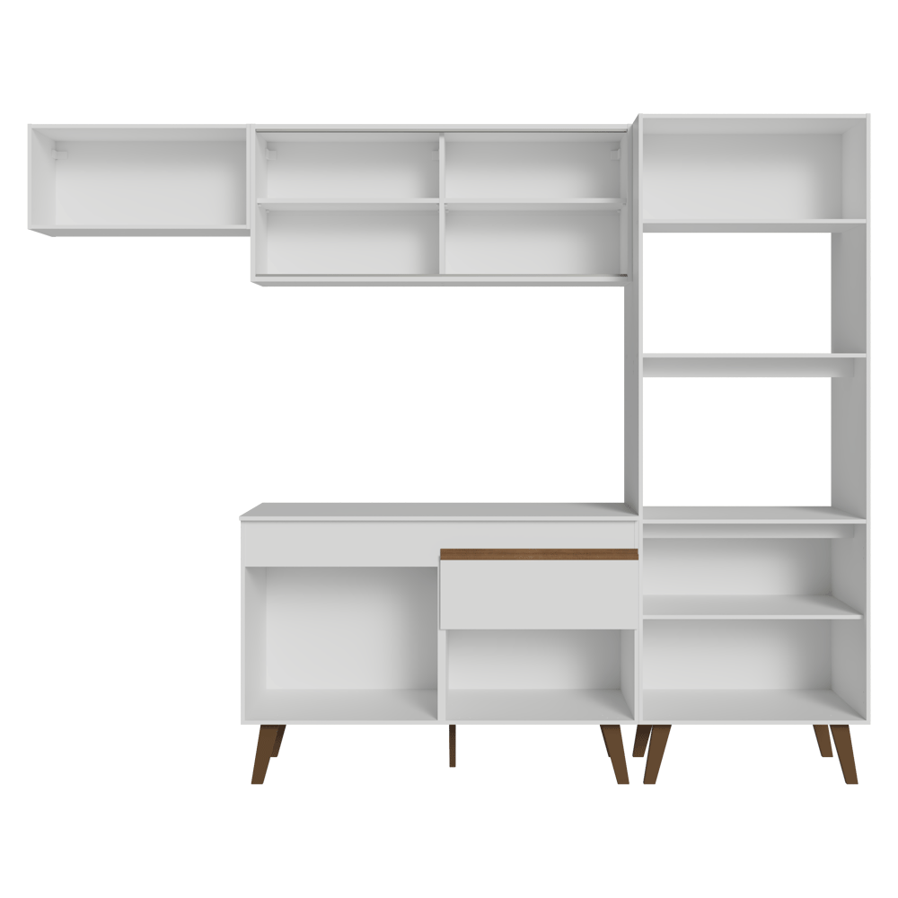 Mueble de Cocina Completa Pieta 260 cm 8 Puertas 1 Cajón (Con Mesada) Blanco Madesa