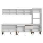 Combo Completo de Cocina 310 cm 11 Puertas 1 Cajón con Mueble para Horno y Microondas Blanco Pieta Madesa