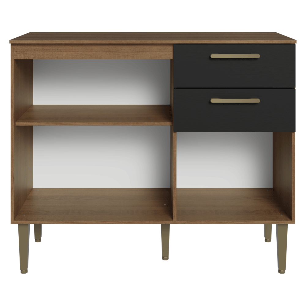 Bajo Mesada para Bacha 105 cm 3 Puertas 2 Cajones (Con Mesada) Marrón/Negro Lille Madesa