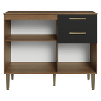Bajo Mesada para Bacha 105 cm 3 Puertas 2 Cajones (Con Mesada) Marrón/Negro Lille Madesa