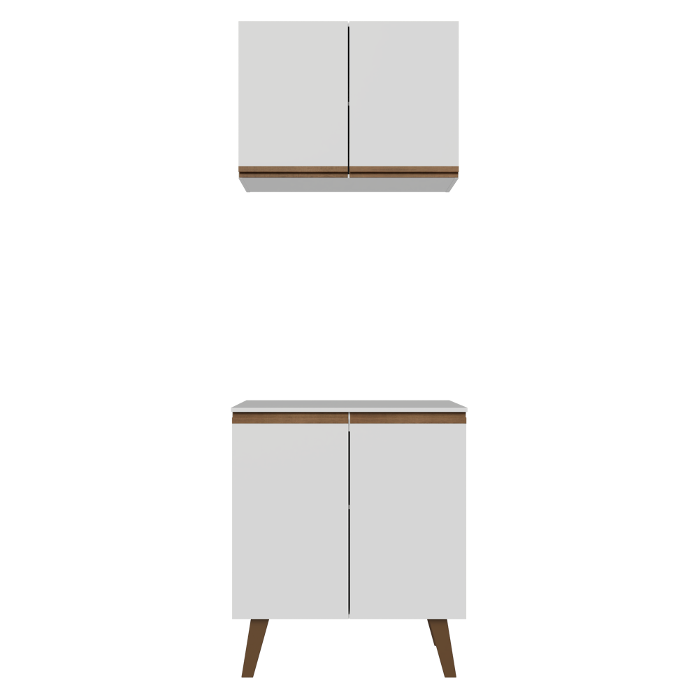 Kit de Cocina con Alacena y Mueble Bajo 70 cm Blanco Pieta Madesa