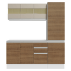 Cocina Compacta 170 cm 100% MDF Blanco/Marrón/Crema Smart Madesa