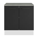 Bajo Mesada Multiuso 80cm 2 Puertas Blanco/Negro Agata Madesa