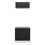 Kit con Bajo Mesada e Alacena Multiuso 80cm Blanco/Negro Agata Madesa