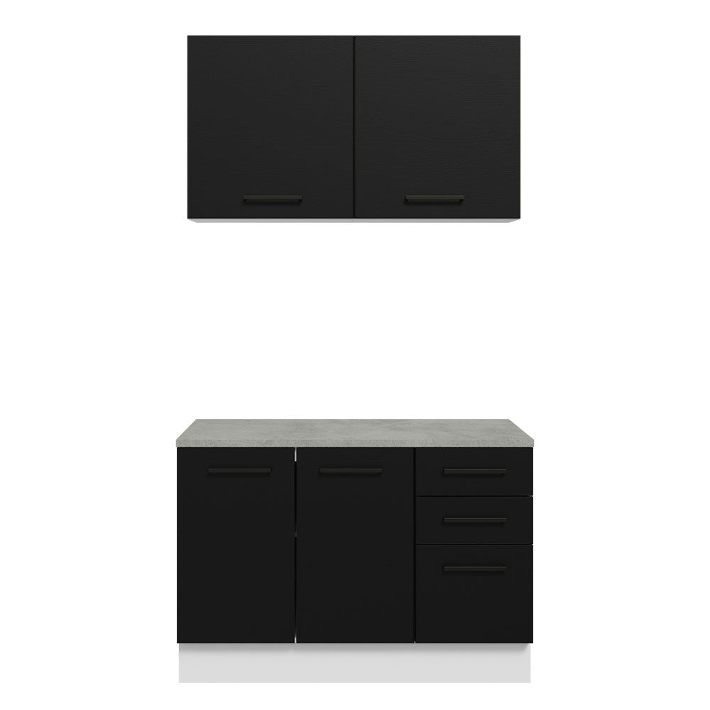 Kit con Bajo Mesada y Alacena Multiuso 120 cm Blanco/Negro Agata Madesa